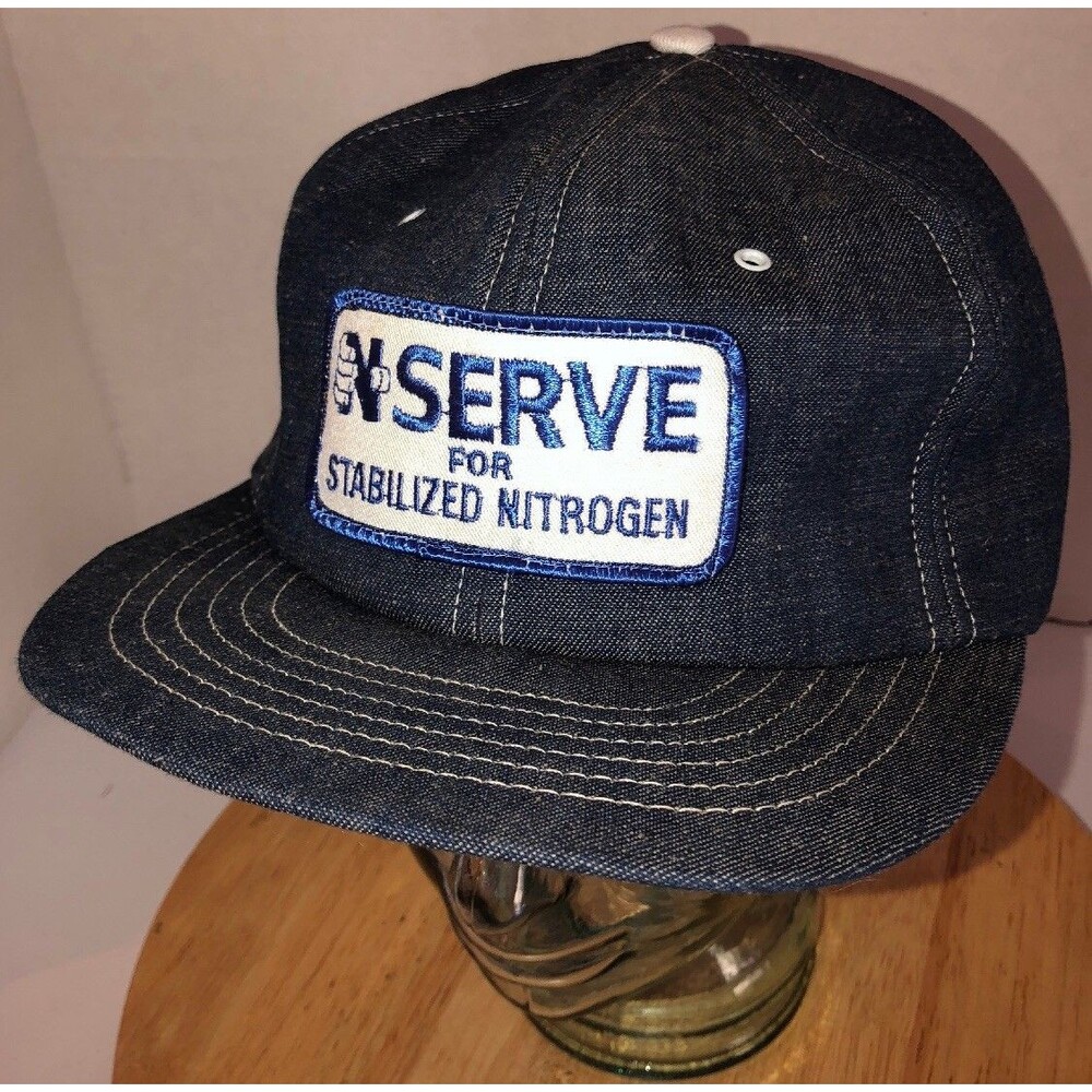 Vintage N SERVE For Stabilized Nitrogen 80s USA Denim Hat Cap Snapback Swingster